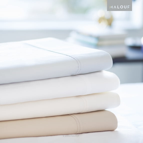 Woven 600 Thread Count Cotton Blend Pillowcase Set- Ash
