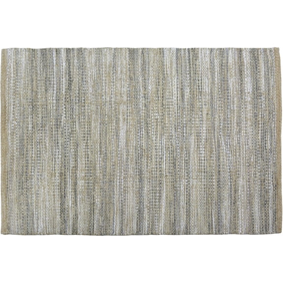 Woven Accent Rug - Handmade Rectangle, Multi-Stripe, Jute & Cotton, Indoor Use