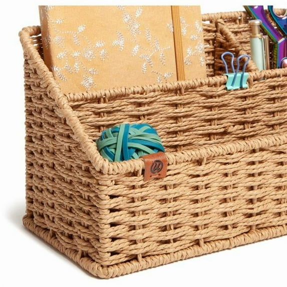Woven All-In-One Desk Organizer, Brown