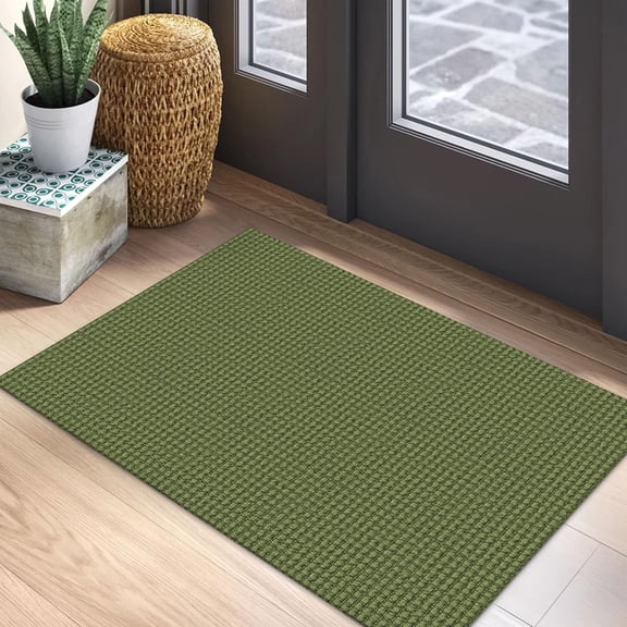 Woven Area Rug 2x3 Ft Washable Rugs For Entryway Braided Non Slip Throw Door Mat Indoor Outdoor Entrance Small Cotton Carpet Kitchen Foyer Front Green