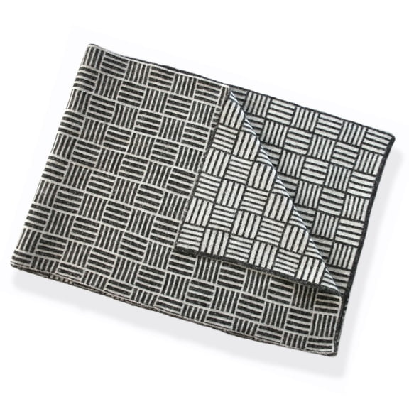Woven Baby Alpaca Blend Scarf - Natural Fiber Wrap for Women~ Off-White/Gray