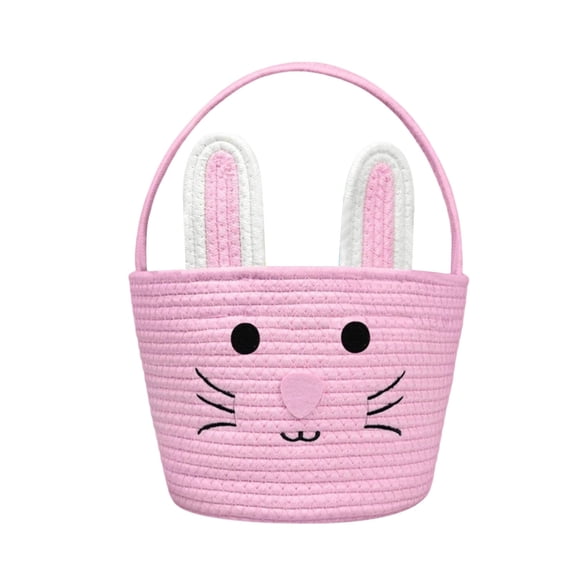 Woven Baby Easter Basket with Handles for Toddlers, Handmade Empty Bunny Egg Basket for Girls and Boys, Perfect for Easter Morning Celebrations
