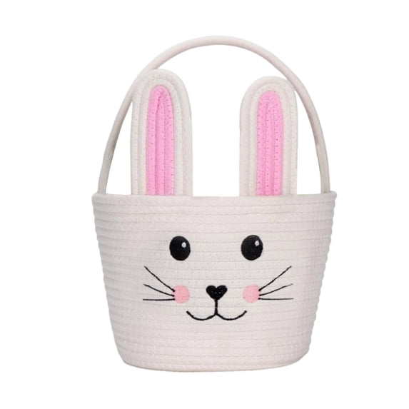 Woven Baby Easter Basket with Handles for Toddlers, Handmade Empty Bunny Egg Basket for Girls and Boys, Perfect for Easter Morning Celebrations