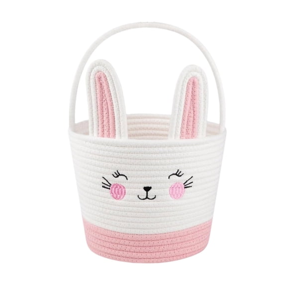 Woven Baby Easter Basket with Handles for Toddlers, Handmade Empty Bunny Egg Basket for Girls and Boys, Perfect for Easter Morning Celebrations