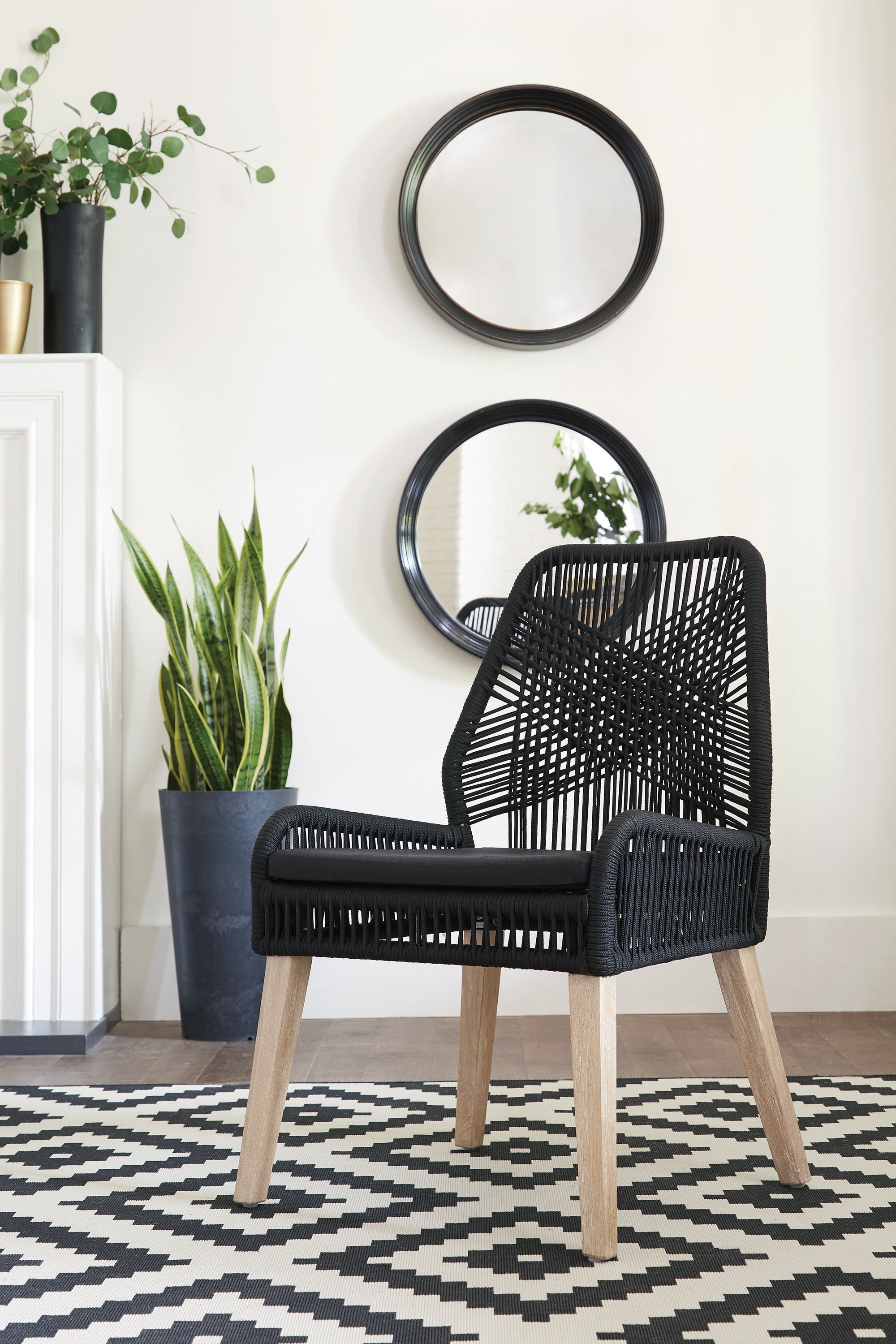 Black sale woven chairs