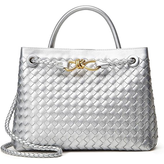 Woven Bag for Women Crossbody Handbag Vegan Leather Small Tote Purse