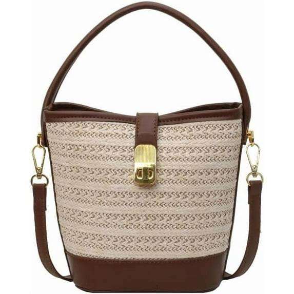 Woven Bag for Women,Summer Straw Purses and Handbags,Beach Bag Straw Crossbody Bags Vintage Bucket Bag with Strap