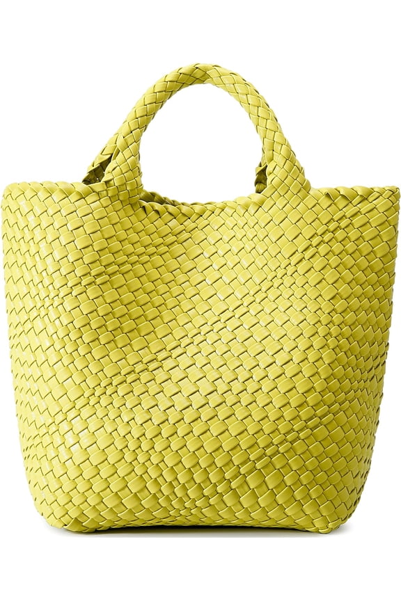 Woven Bag for Women, Vegan Leather Tote Bag Large Summer Beach Travel Handbag and Purse Retro Handmade Shoulder Bag