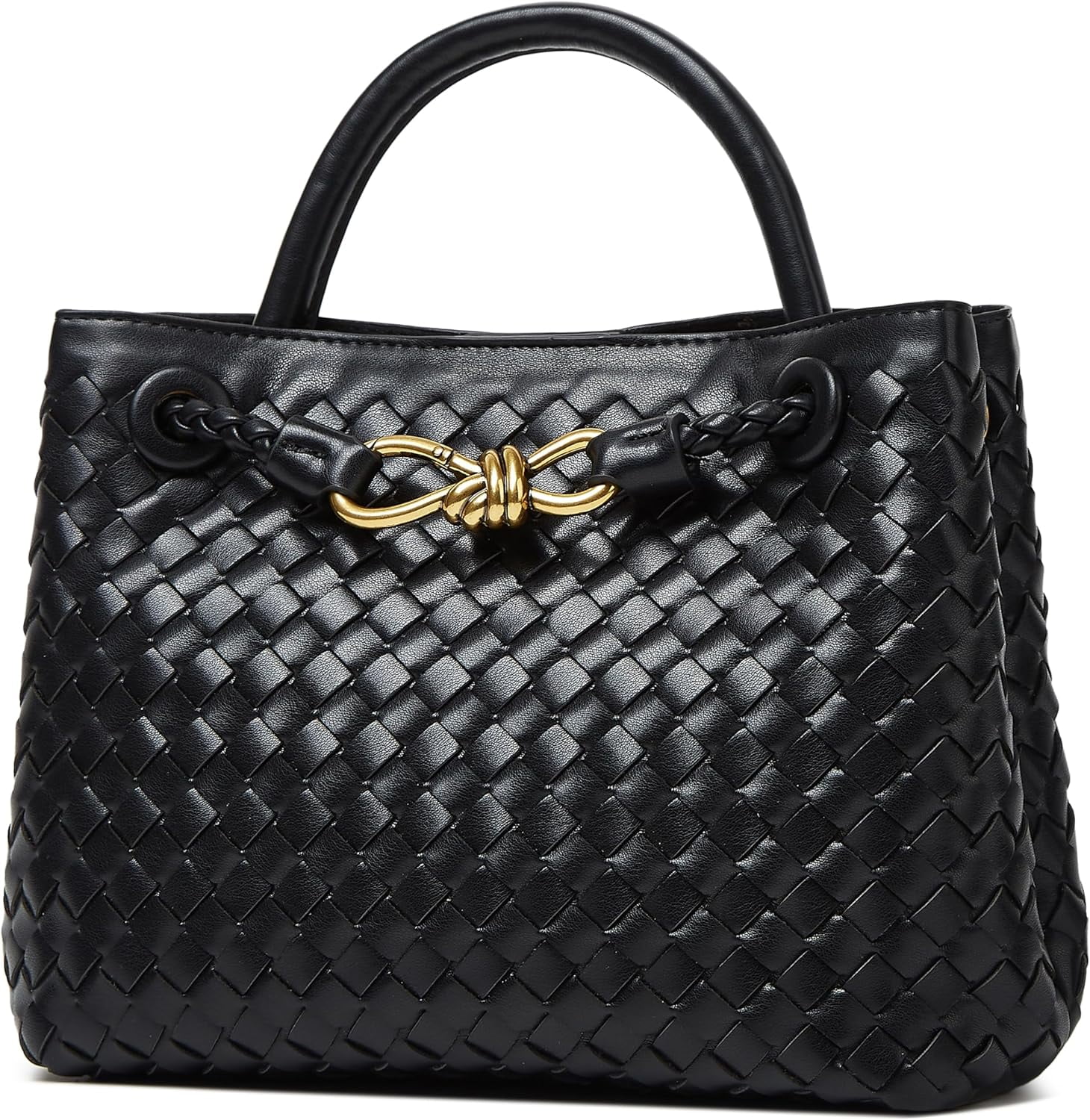 Woven Bags for Women Bowknot Tote Hobo Shoulder Crossbody Bags PU Leather Handwoven Woven Purse