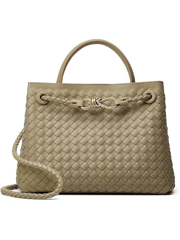 Woven Bags for Women Crossbody Handbag: Vegan Leather Small Tote Purse - Trendy Shoulder Handbags and Purses - Bowknot Satchel Purses (Green)