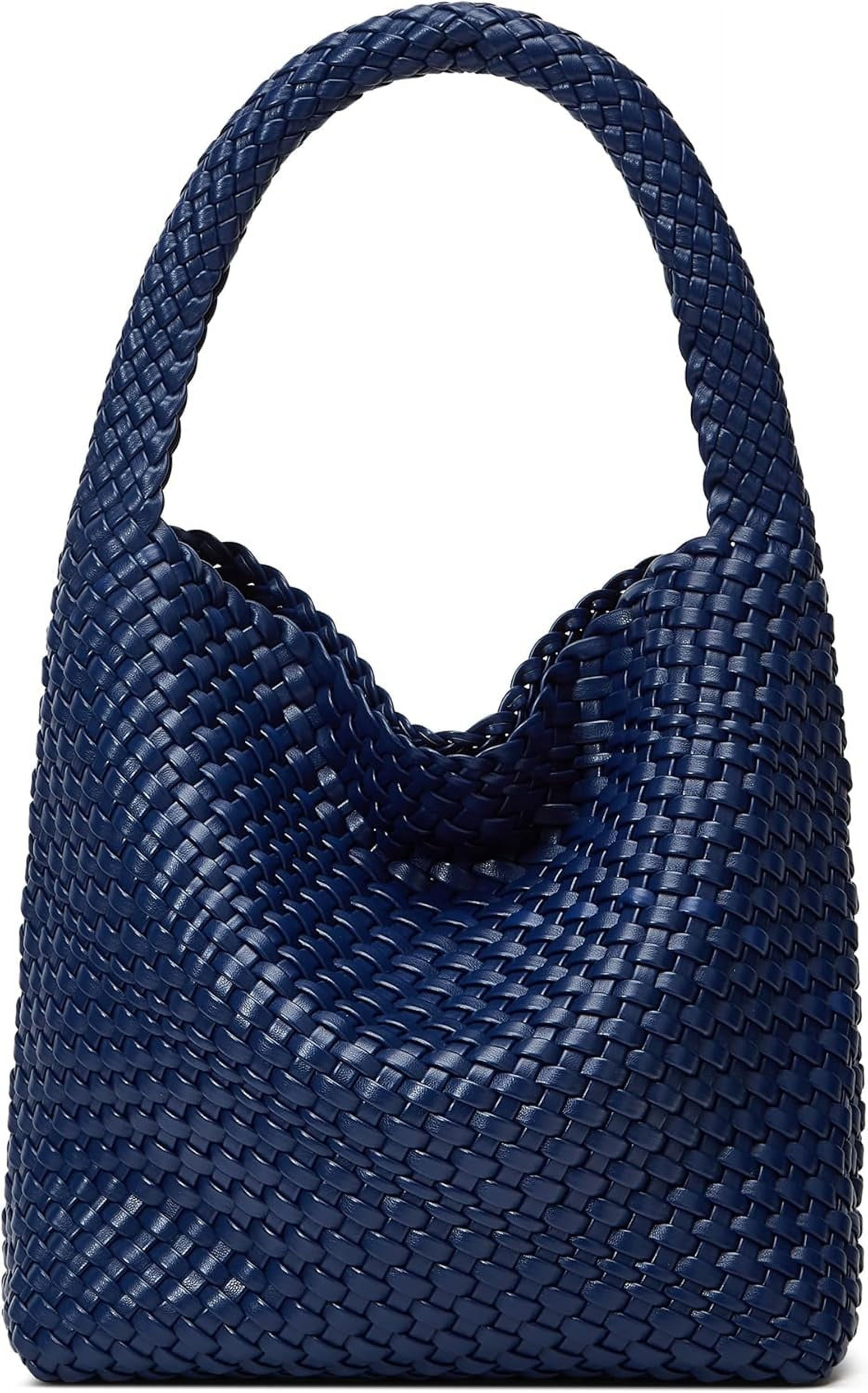 Woven Bags for Women Tote Purse: Vegan Leather Shoulder Handbags - Medium Beach Tote Bags - Handwoven Satchel Underarm Purse