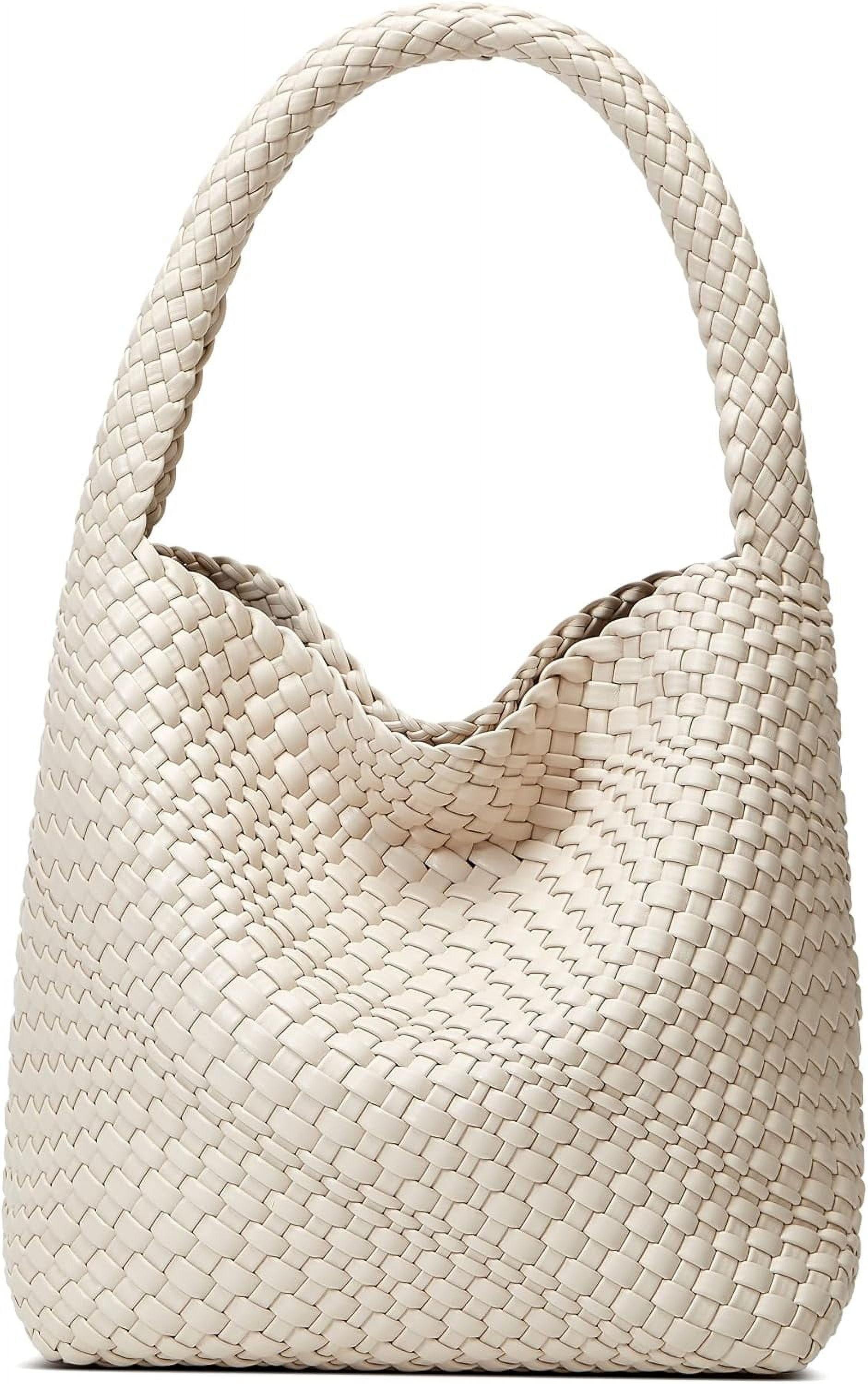 Woven Bags for Women Tote Purse: Vegan Leather Shoulder Handbags - Medium Beach Tote Bags - Handwoven Satchel Underarm Purse