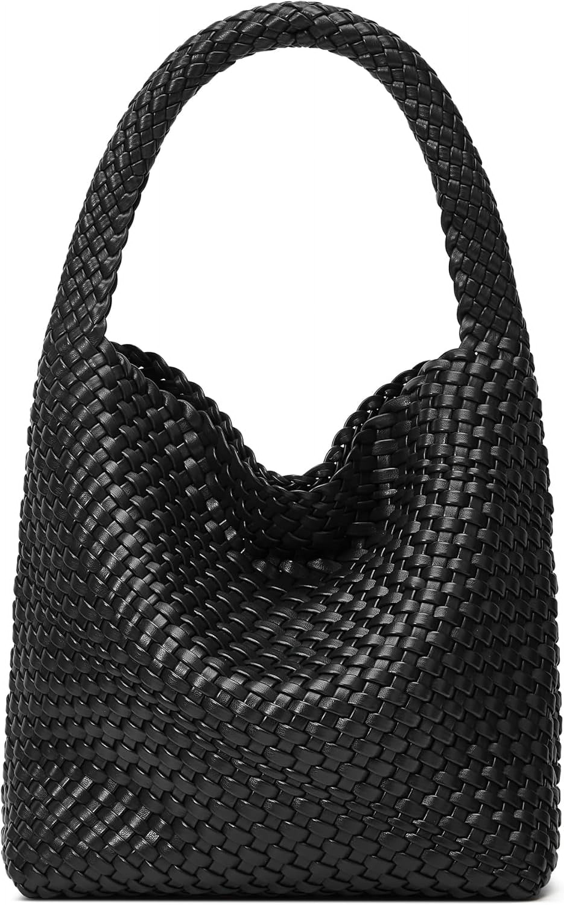 Woven Bags for Women Tote Purse: Vegan Leather Shoulder Handbags - Medium Beach Tote Bags - Handwoven Satchel Underarm Purse