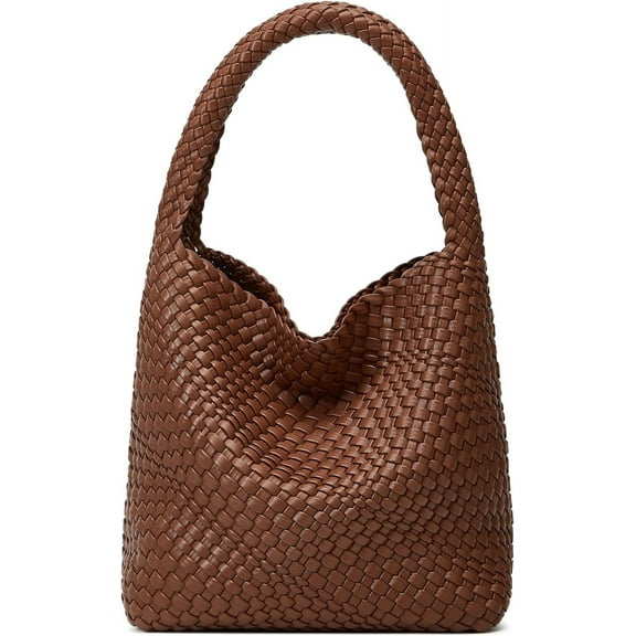 Woven Bags for Women Tote Purse: Vegan Leather Shoulder Handbags - Medium Beach Tote Bags - Handwoven Satchel Underarm Purse