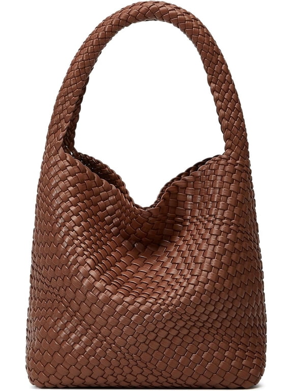 Woven Bags for Women Tote Purse: Vegan Leather Shoulder Handbags - Medium Beach Tote Bags - Handwoven Satchel Underarm Purse