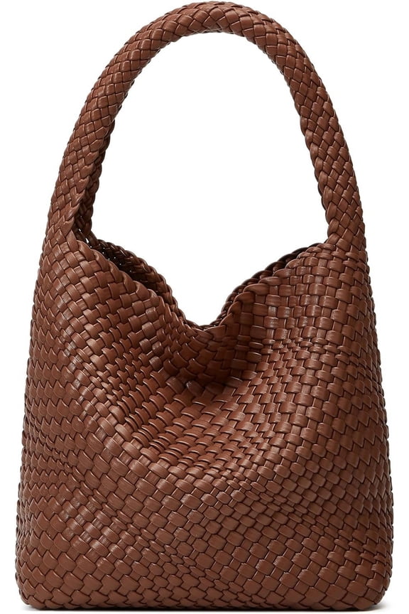Woven Bags for Women Tote Purse: Vegan Leather Shoulder Handbags - Medium Beach Tote Bags - Handwoven Satchel Underarm Purse