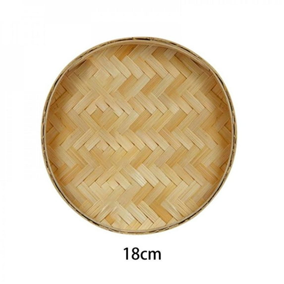 Hand-woven Bamboo Sieve Hand-painted Bamboo Raft Round Dustpan DIY Decorative Fruit Bread Basket Kitchen Storage