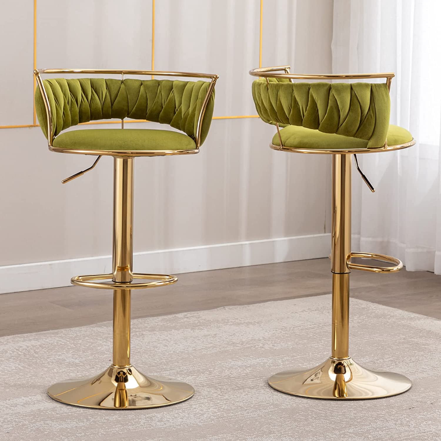 Woven Bar Stools Adjustable Counter Height Bar Stools with Back and ...