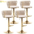 Woven Bar Stools Set of 4, Counter Height Bar Stools with Low Back