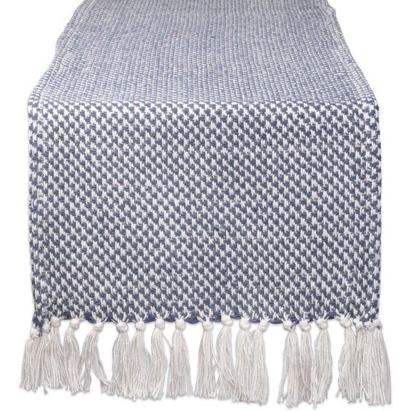 Woven Basics Collection 100% Cotton Knit Table Runner, 15x72, French Blue