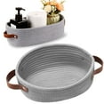 thumbnail image 1 of Woven Basket 13''x6''x4'' Small Baskets for Gifts Empty Tiny Storage Basket Mini Cotton Rope Shelf Baskets Gray Easter Basket Oval Decorative Dog Cat Toy Basket for Nursery Gift Baskets with Handle, 1 of 6