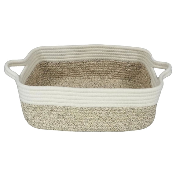 Woven Basket with Handles, Storage Baskets for Nursery, Empty Gift Basket with Ribbons, Rope Basket for teen Shower, Pet Toy Organizer, Storage for Blankets, 1 Woven Rectangular Storage Basket