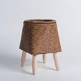 thumbnail image 1 of Woven Basket for Plant with Legs Basket Planter Flowerpot Rustic Rattan Basket Flower Pot for Balcony Apartment Drawing Room Decorations Square Dark Brown, 1 of 10