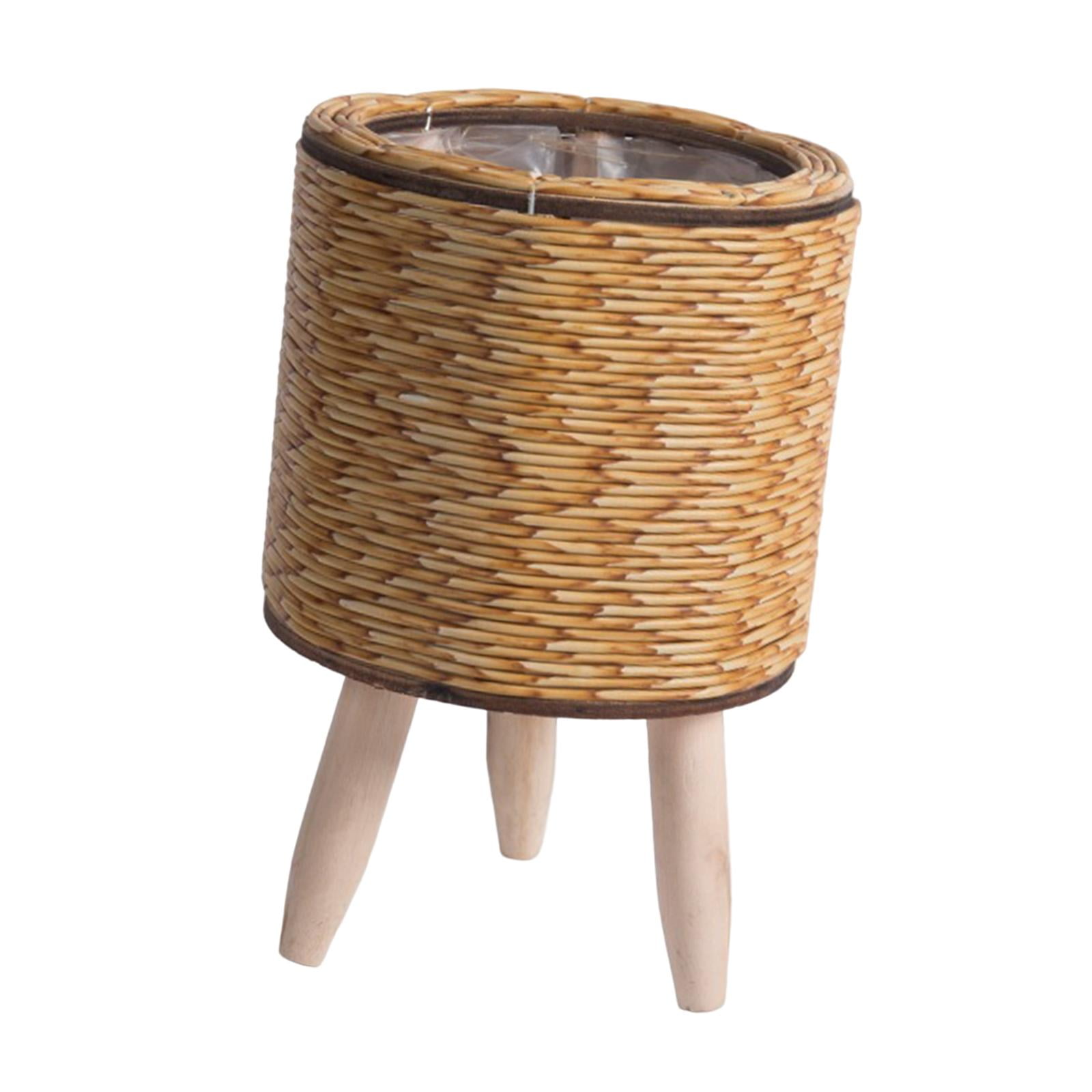 Woven Basket Plant Stand with Legs Basket Planter Ornaments Creative