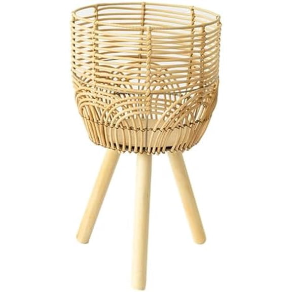 Woven Basket Plant Stand with Legs Flower Pot Display Ornaments Stable Rattan Basket Basket Planter for Office Bar Decor, M$$Garden & Patio