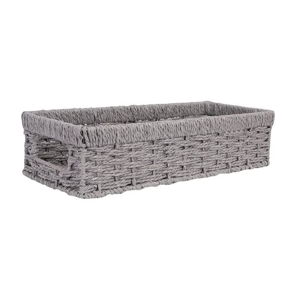 Woven Basket Rectangular Storage, Rustic Woven Organizer for Home Storage, Office, or Shelf Use