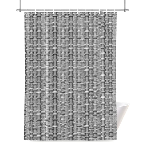 Woven Basket Shower Curtain 48" x 72", Rustic Minimalist Slate Gray Textured Weave Lattice Waterproof Bathroom Curtain Hotel Luxury Washable Shower Curtain Set with 12 Hooks