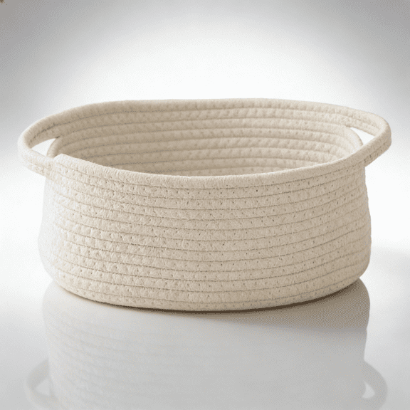 Woven Basket,Small Rope Storage Bin with Handles & Ribbon Bag, Organizer for Shelves Closets,Gift Basket Empty for Birthday,Books,Dog Toys,White