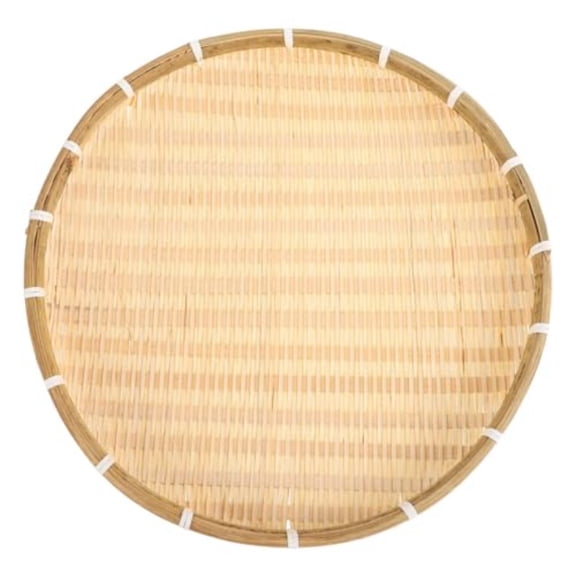 Woven Basket Tray 16. 5 Inch Flat Round Wicker Fruit Basket Woven Food Storage Shallow Tray Decorative Serving Tray Wall Hanging