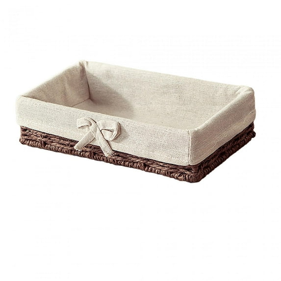 Woven Baskets Paper Rope Storage Basket Stackable Bin Organizer Rectangular Organizer Bin for Coffee Pastries Drinks and Food 25cmx15cmx6cm