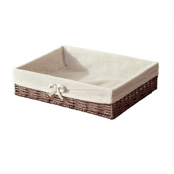 Woven Baskets Paper Rope Storage Basket Stackable Bin Organizer Rectangular Organizer Bin for Coffee Pastries Drinks and Food 35cmx25cmx8cm