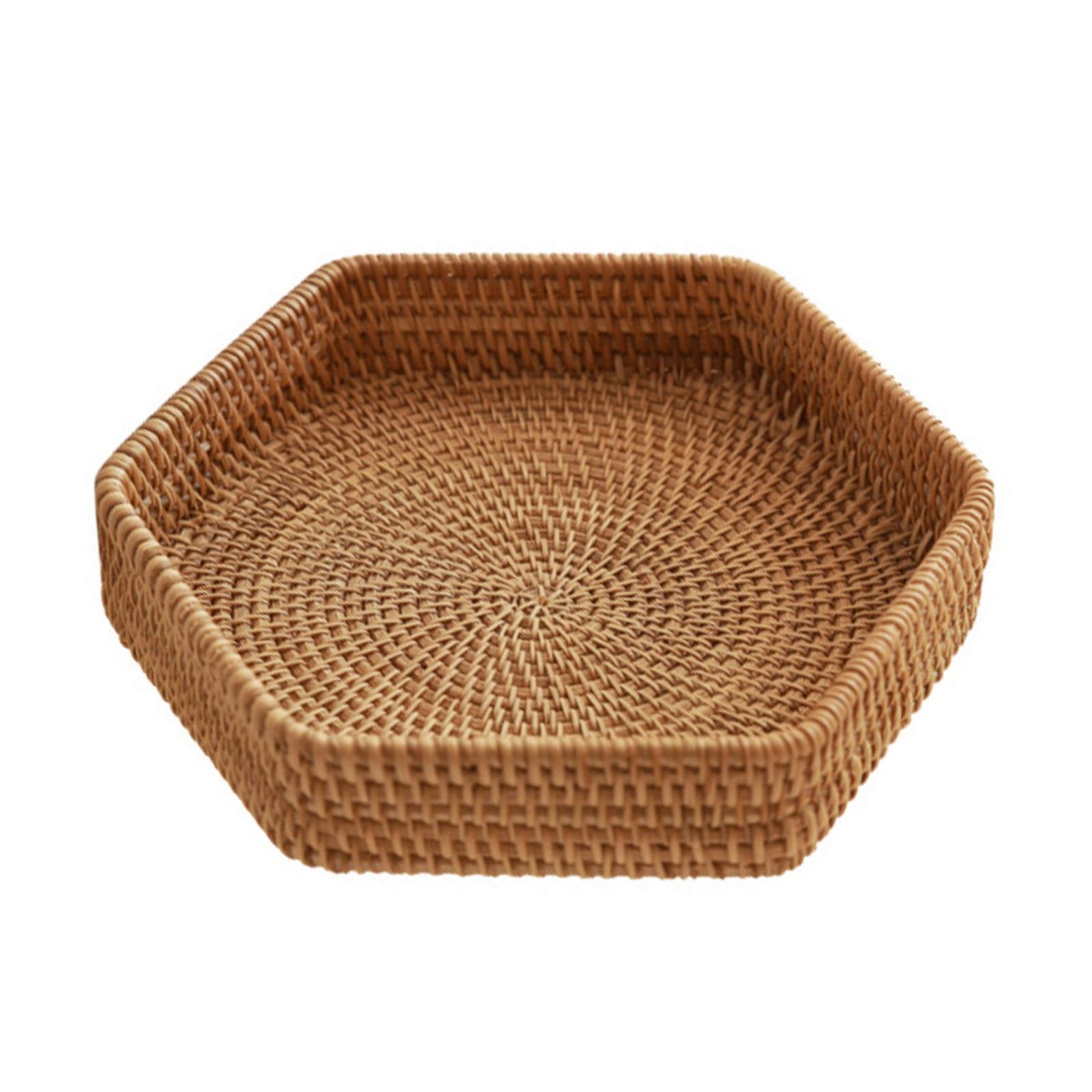 Woven Baskets Serving Trays with Handles, Poly Wicker Bread Baskets