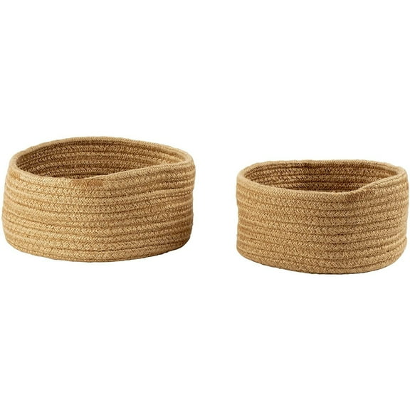 Woven Baskets for Storage, Brown Hemp Rope Basket (2 Sizes, 2 Pack)