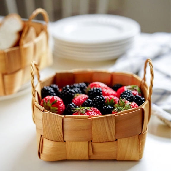 Woven Baskets with Handles Wedding Party Favors Candy Gift Basket Chip Handwoven Wood Storage Basket Crafts