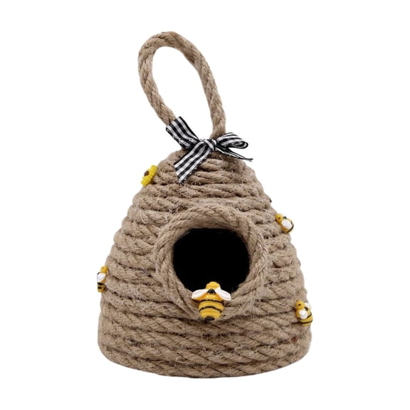 Woven Beehive Hanging Ornament with 21-inch Rope, Rustic Honeycomb Pendant ,Natural Woven Honeycomb Pendant, for Home and Garden Decor