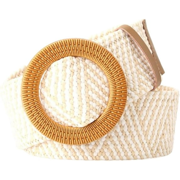 Woven Belts Women Straw Woven Elastic Waist Belt Bohemian Dress Braided Belt Stretch Rattan Wide Stretch Straw Belt