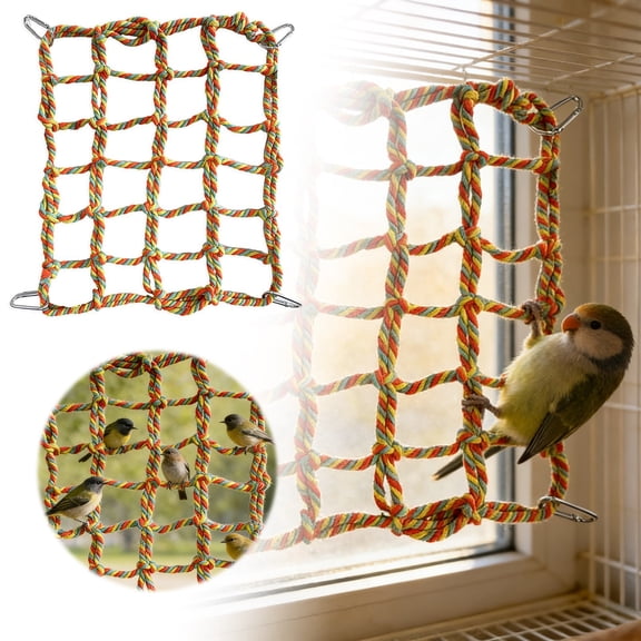 Woven Bird Climbing Net for Interactive Exercise and Play Polyester Indoor Pet Activity for Parrots and Small Animals