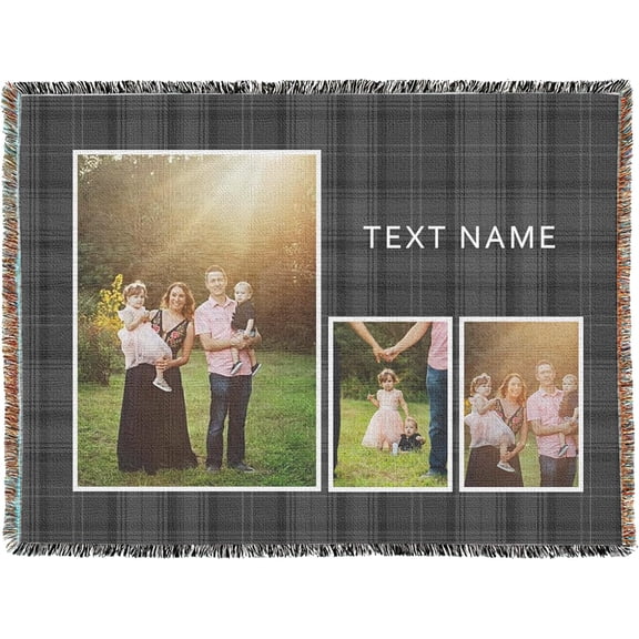 Woven Blanket Throw Personalized Photo Blanket Woven Customized Gifts for Family Friends Co-Workers on Birthday Anniversary Christmas Soft and Lightweight Blanket Woven with Fringe Blankets