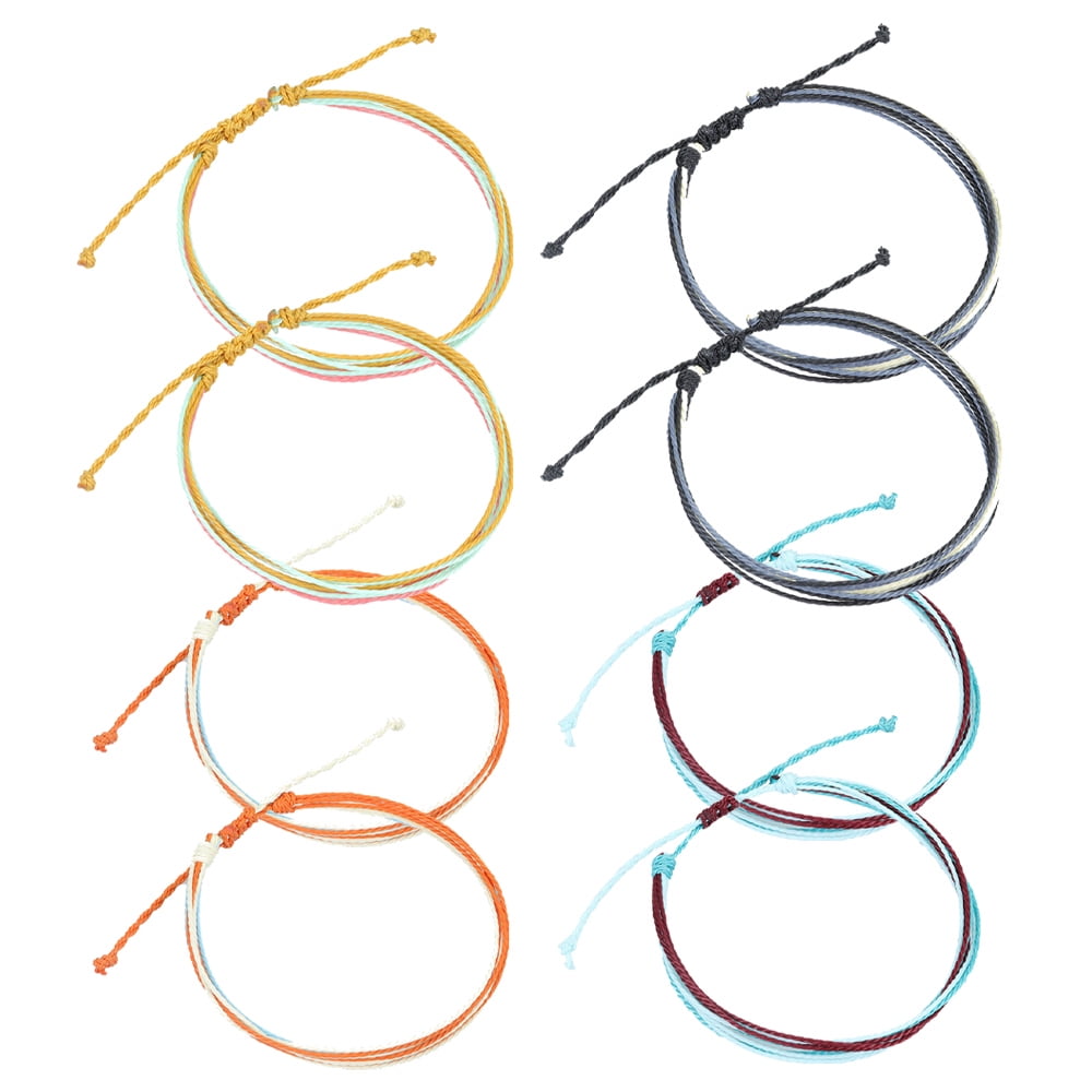 Pingyongchang Boho Surfer Bracelets – Handmade Knotted String Rope Adjustable Anklets For Men & Women