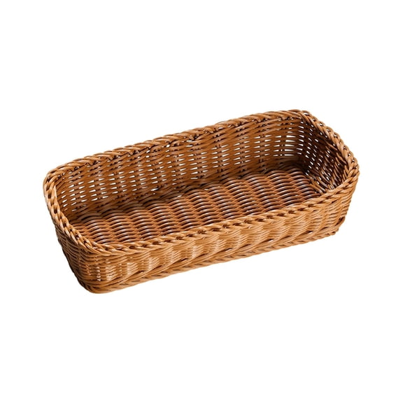 Woven Bread Baskets Imitation Rattan Silverware Tray for Shelves Countertops 29cmx13cmx7cm