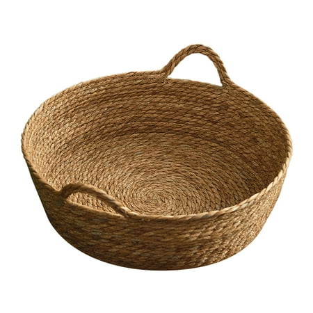 Woven Cat Bed Basket Pet Scratching Sleeping Bed Household Wear Resistant Round Cat Scratcher Hand Woven Cat Bed for Small Dogs Indoor Cats 46cmx15cm