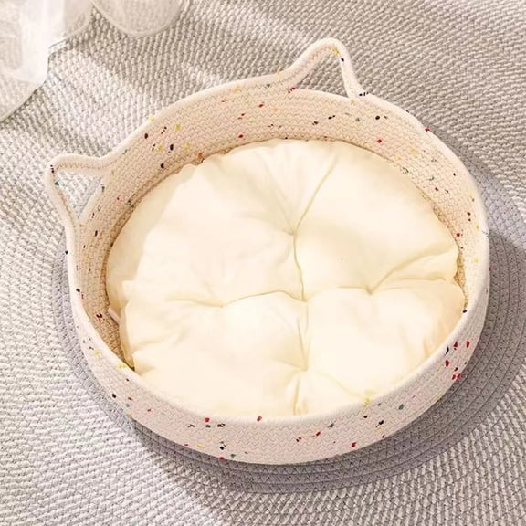 Woven Cat Bed, Removable & Washable, Multifunctional Scratching Board with Cute Ear Design for All Seasons