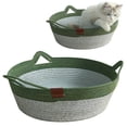 thumbnail image 1 of Woven Cat Beds Cat Ears Cotton Rope Pet Cat Beds All Season Beds Cat Beds and Dog Beds,Green, 1 of 6