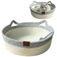 thumbnail image 1 of Woven Cat Beds Cat Ears Cotton Rope Pet Cat Beds All Season Beds Cat Beds and Dog Beds,Grey, 1 of 7