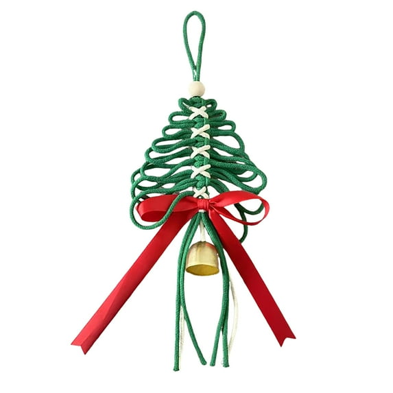 Woven Christmas Tree Decoration Eco-friendly Christmas Tree Ornament Hand-woven Christmas Tree Ornaments with Golden Cow Bell Bow Rustic for Winter