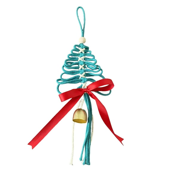 Woven Christmas Tree Decoration Eco-friendly Christmas Tree Ornament Hand-woven Christmas Tree Ornaments with Golden Cow Bell Bow Rustic for Winter